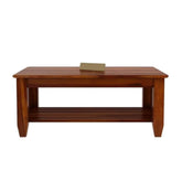 ONIJA  Wooden Center Coffee Table with Storage | Solid Sheesham Wood Centre Table for Living Room, Drawing Room & Office - HONEY FINISH
